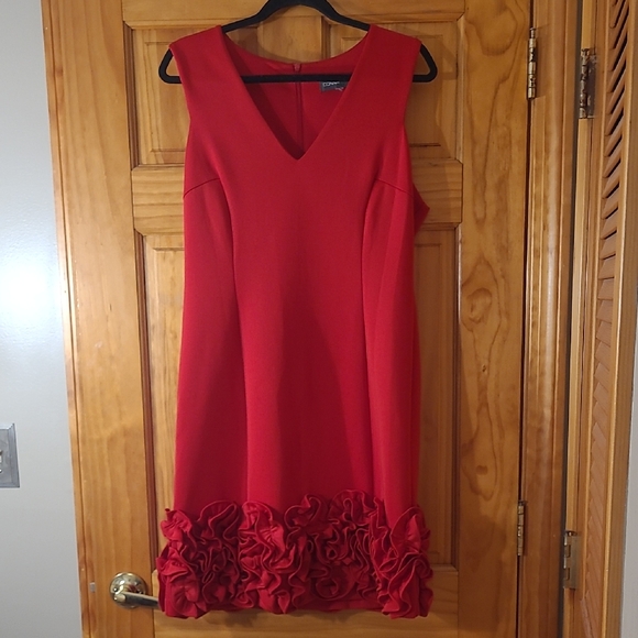 Donna Ricco Red Ruffle Hem Mini Dress - Picture 3 of 5